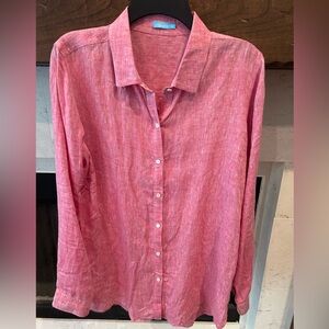 J McLaughlin Lt Red Linen Button-Up Shirt-Sz XL